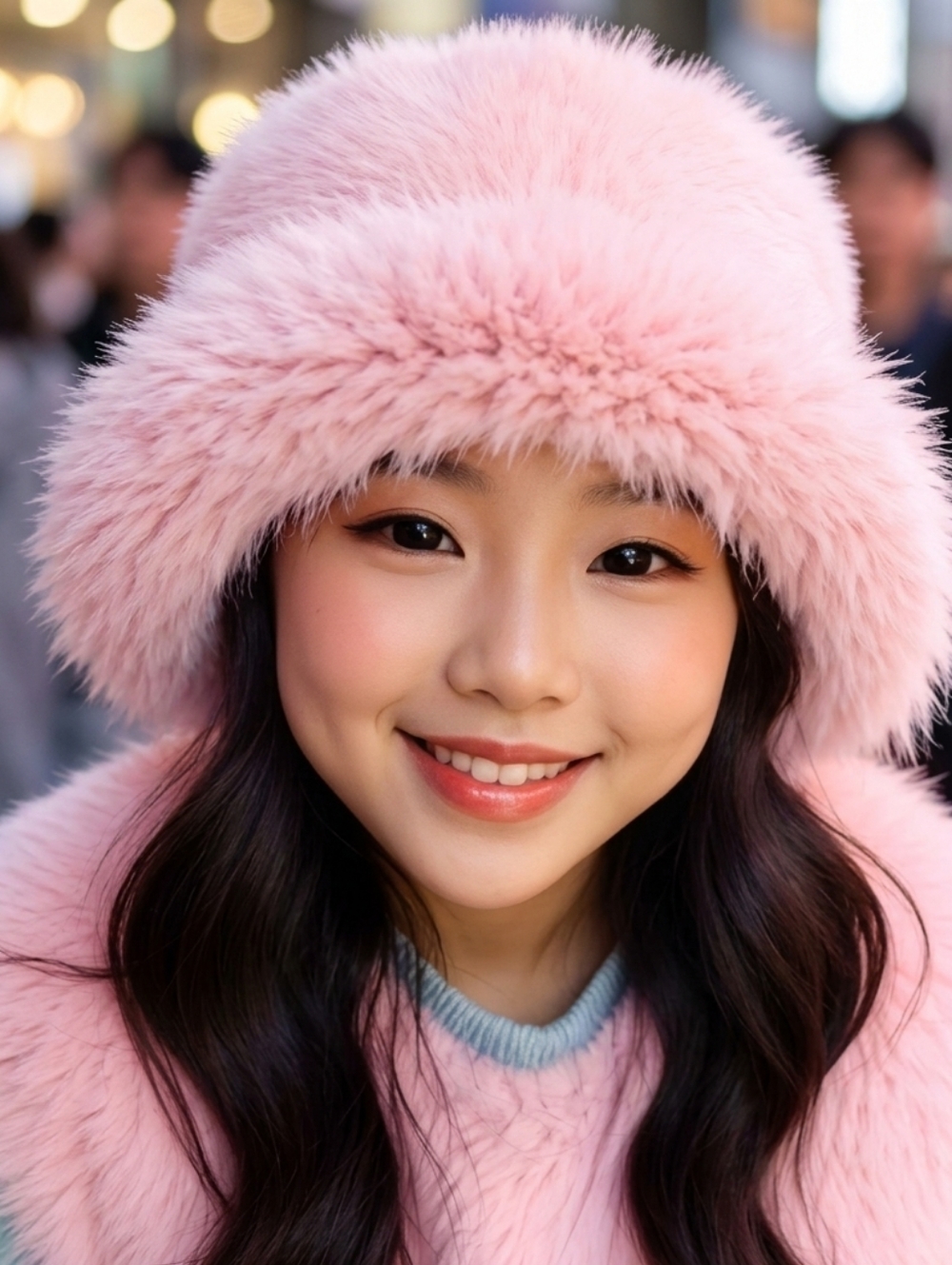 Women's New Luxury Light Pink Furry Fashion Bucket Hat